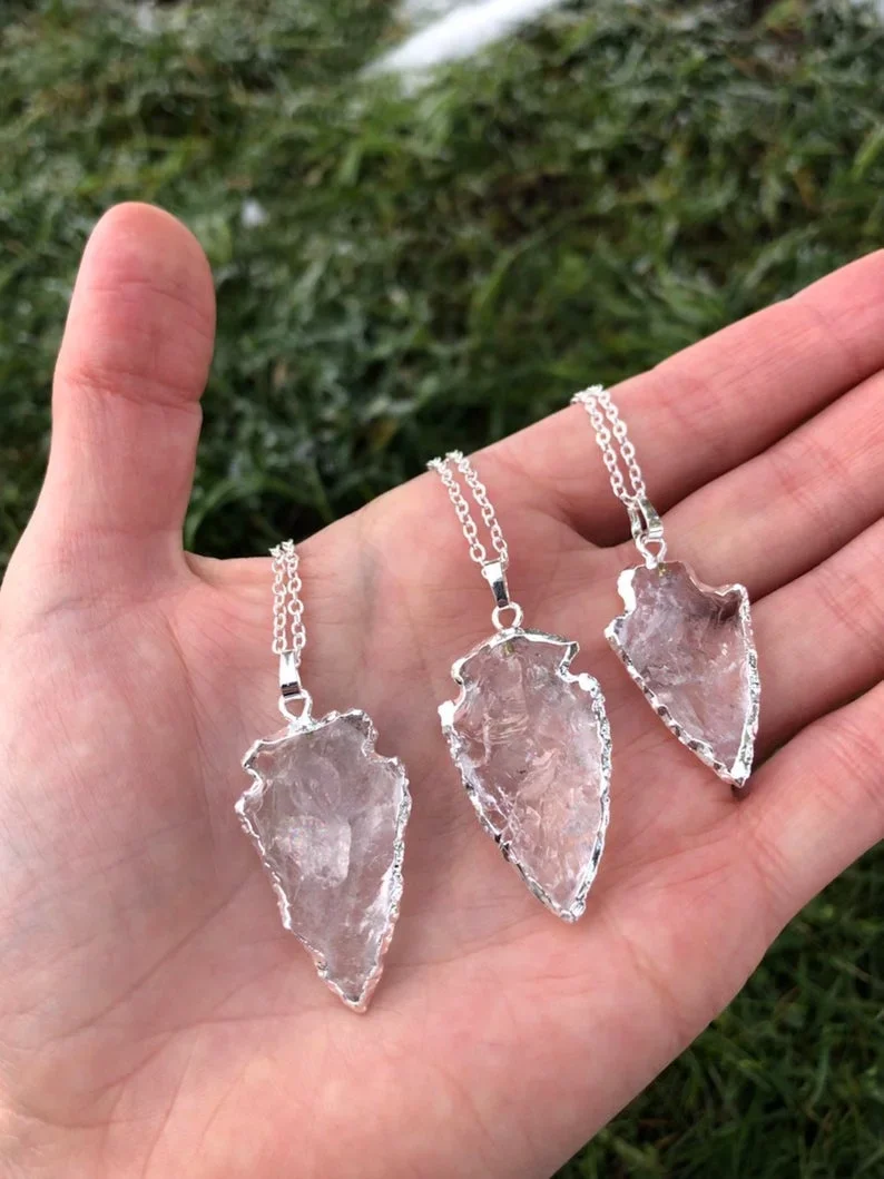 Colar Cristal para Homens e Mulheres, Clear Quartz Arrowhead