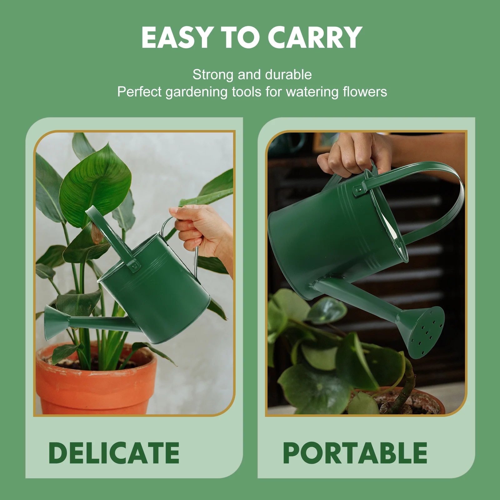 Regadera hervidor para herramienta de jardinería de flores hierro interior con mango flores maceta suculenta al aire libre