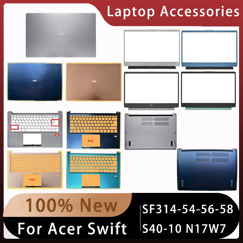 Accesorios para portátil Acer Swift SF314-54-56, cubierta trasera Lcd, bisel frontal, parte inferior con logotipo, nuevo, S40-10 EX-214 N17W7