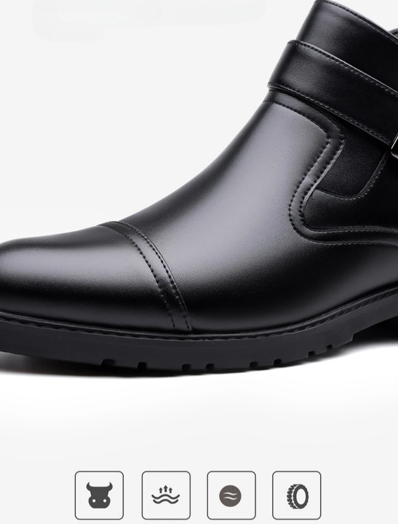 Luxuriöse Business-Herren-Lederstiefel Modische Schnallen-Lederstiefel Elegante Herbst-Neuheit Vielseitige Knöchelstiefel – Detail 8