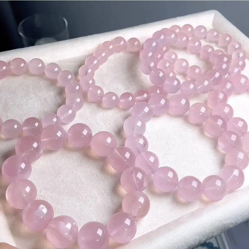 Natural Pink Rose Quartz Star Round Beads Bracelet Jewelry 10mm 12mm 14mm 16mm From Mozambique Women Rose Quartz Beads AAAAAA