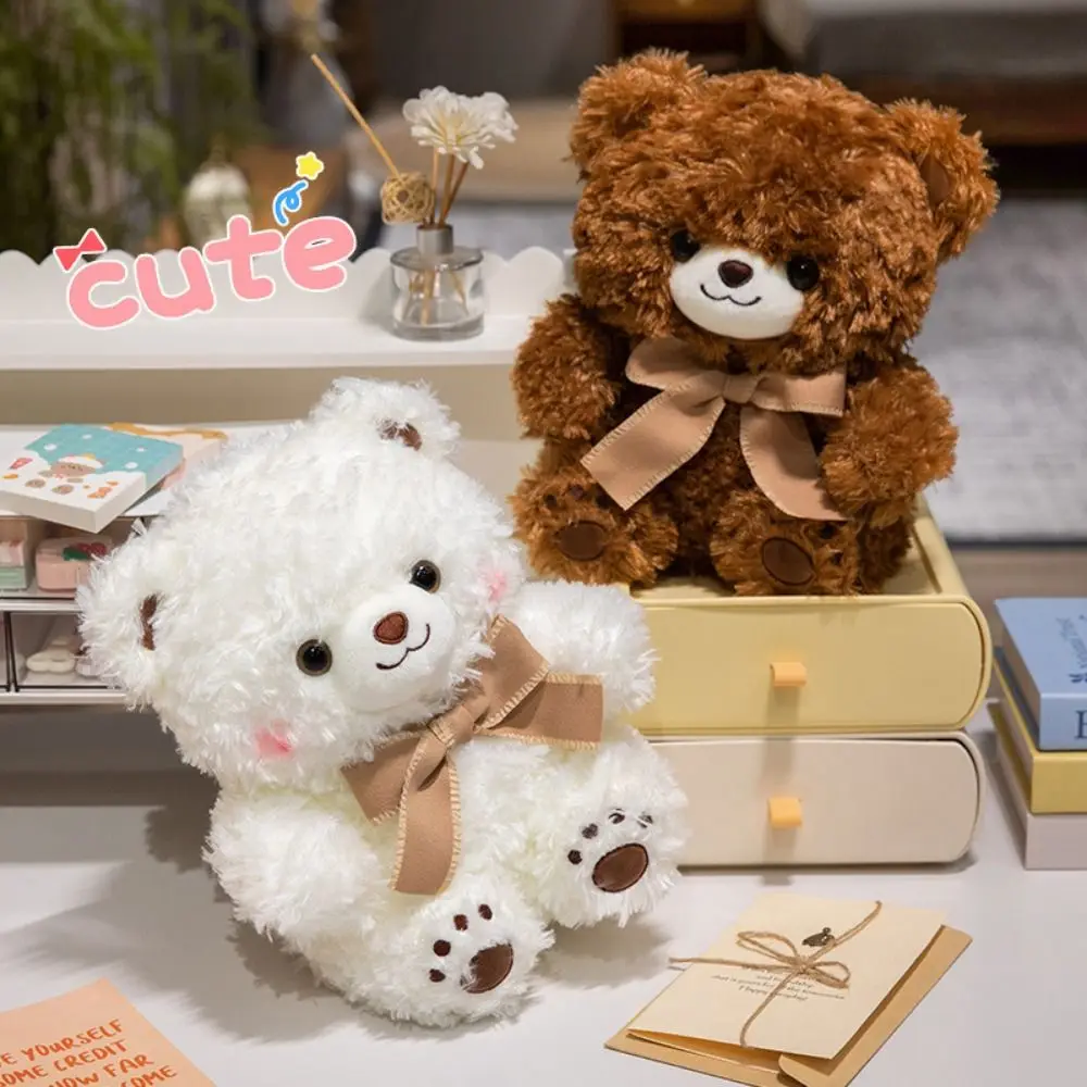 

Decorate Present PP Cotton Bowknot Bear Plush Toy Rouge Dressed Bear Plush Toy Ins Fluffy Stuffed Bear Plushie Doll Kids Gifts