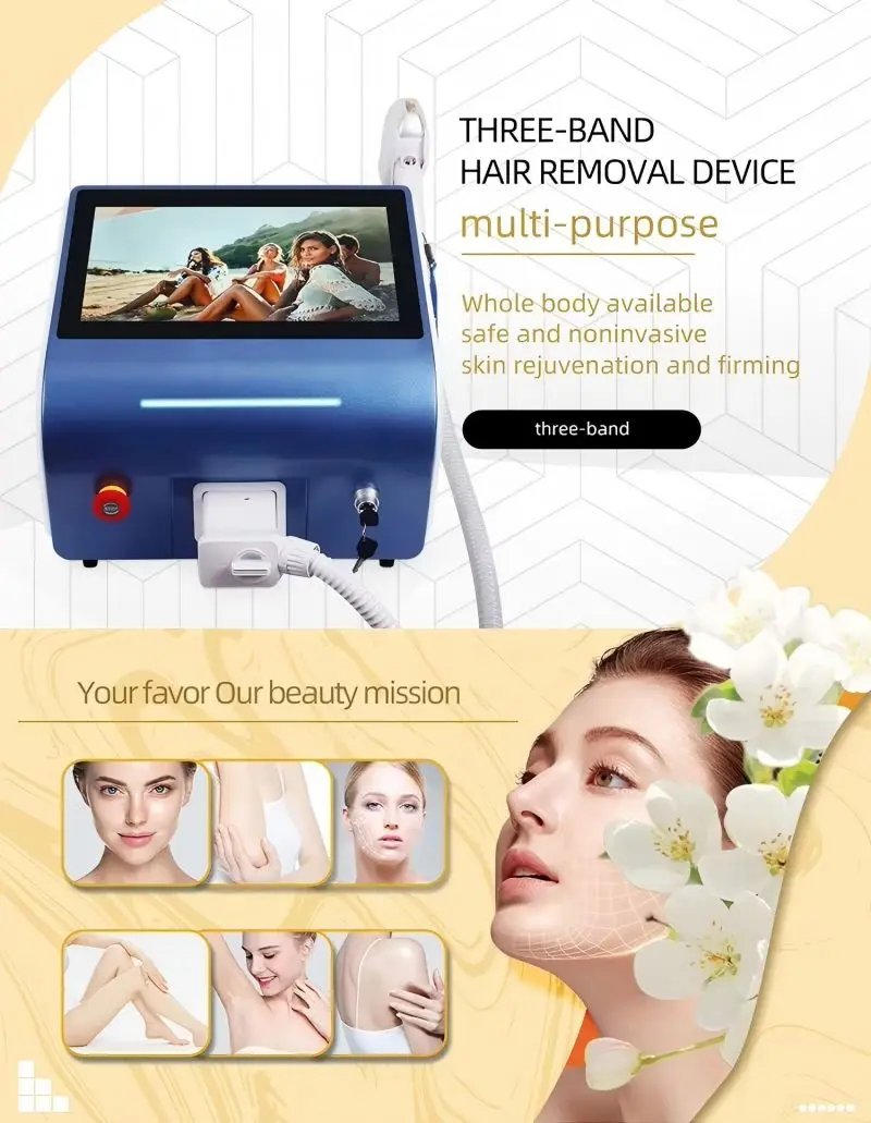 Diode Laser Hair Removal Machine 808nm 755nm 1064nm Painless Permanent Hair Removal Salon Use CE Approved Laser Hair Remover