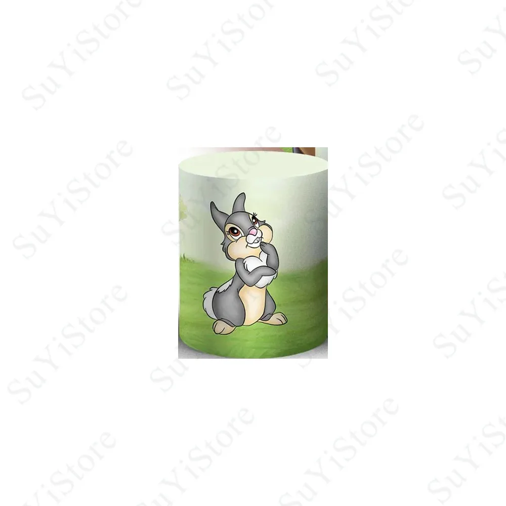 Little Deer Bambi Round Backdrop Cover For Kids Birthday Baby Shower Disney Cartoon Circle Photo Background Cylinder Covers