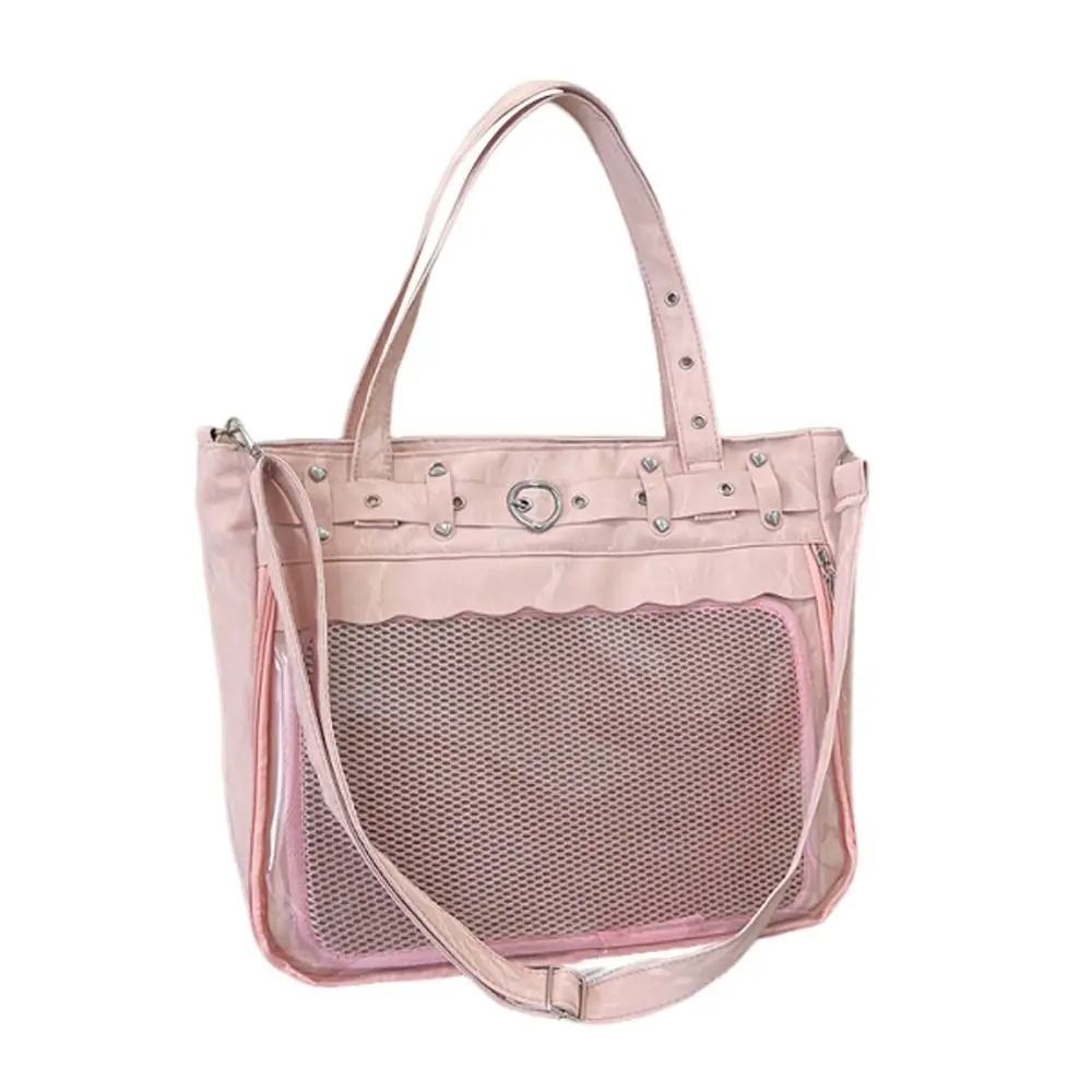 Transparente Ita-Tasche mit großem Fassungsvermögen, originelles Design, Y2K-Tragetasche, minimalistischer Stil, Innenfach, JK-Uniform-Umhängetasche – Detail 10