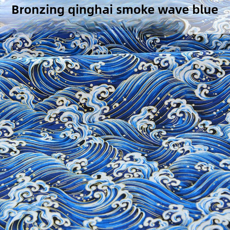 High Quality Cotton Japanese Printed Fabric By The Meter for Cheongsam Hanfu Sewing Thin Sakura Pattern Textile Comfortable Blue