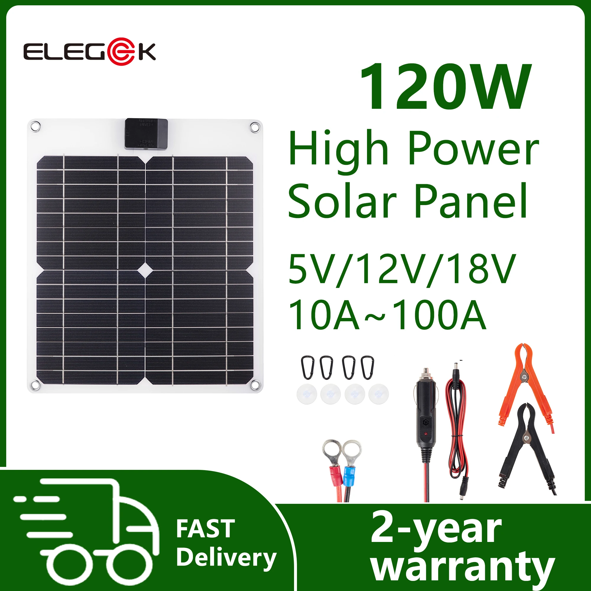 ELEGEEK 12W flexibles Solarpanel-Ladegerät USB 5V2A DC12V Batterieladegerät inkl. Controller für Telefon, 12V Batterie & Camping