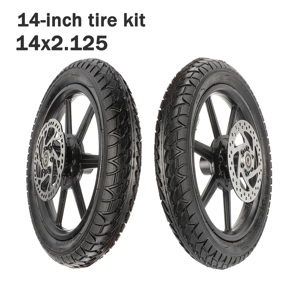 14-inch Front Wheel Tire Kit with 140MM Brake Disc For Electric Folding Scooter Electric Bicycle 14x2.125 Tire random pattern