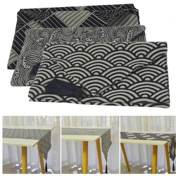 Printed Ukiyoe Weave Japan Style Home Table Runner Linen Cotton Tassel Table Runners Tea Table Shose Cabinet cover Table Flag