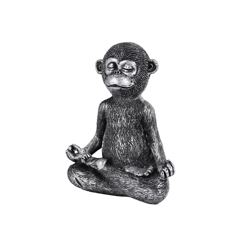 Meditating Monkey Statue Resin Yoga Buddha Figurine Home Decorative Sculptures for Patio Living Room Yard Outdoor-ABHG view 3