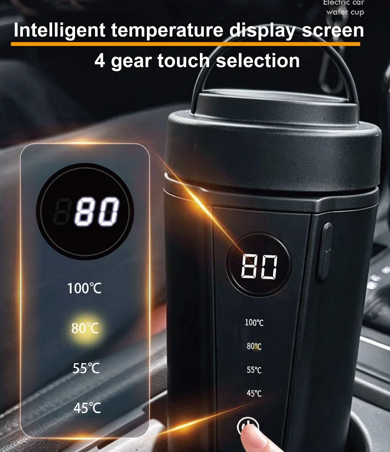 12V/24V Electric Kettle Home & Car Portable Heating Cup Multifunctional Boiled Water Pot Mini Outdoors Travel Teapot 500ml