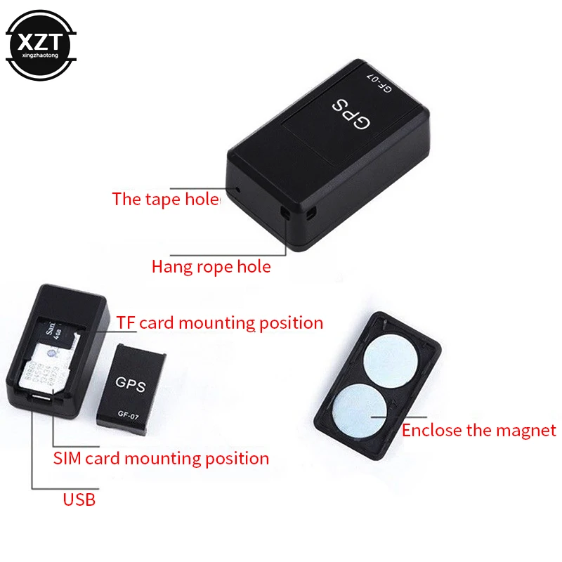 GF-07 Mini GPS Tracker Real Time Tracking Car Anti-Theft Anti-lost Locator Strong Magnetic Mount SIM Message Positioner