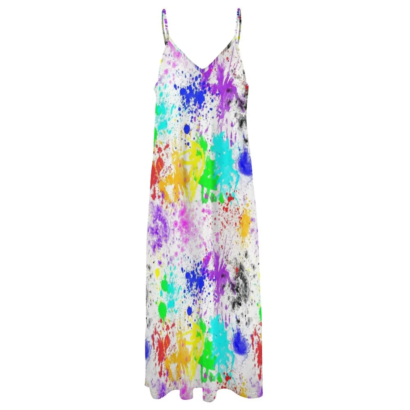 Vestido sem mangas com Splatter Pattern, Neon Colors Vestuário