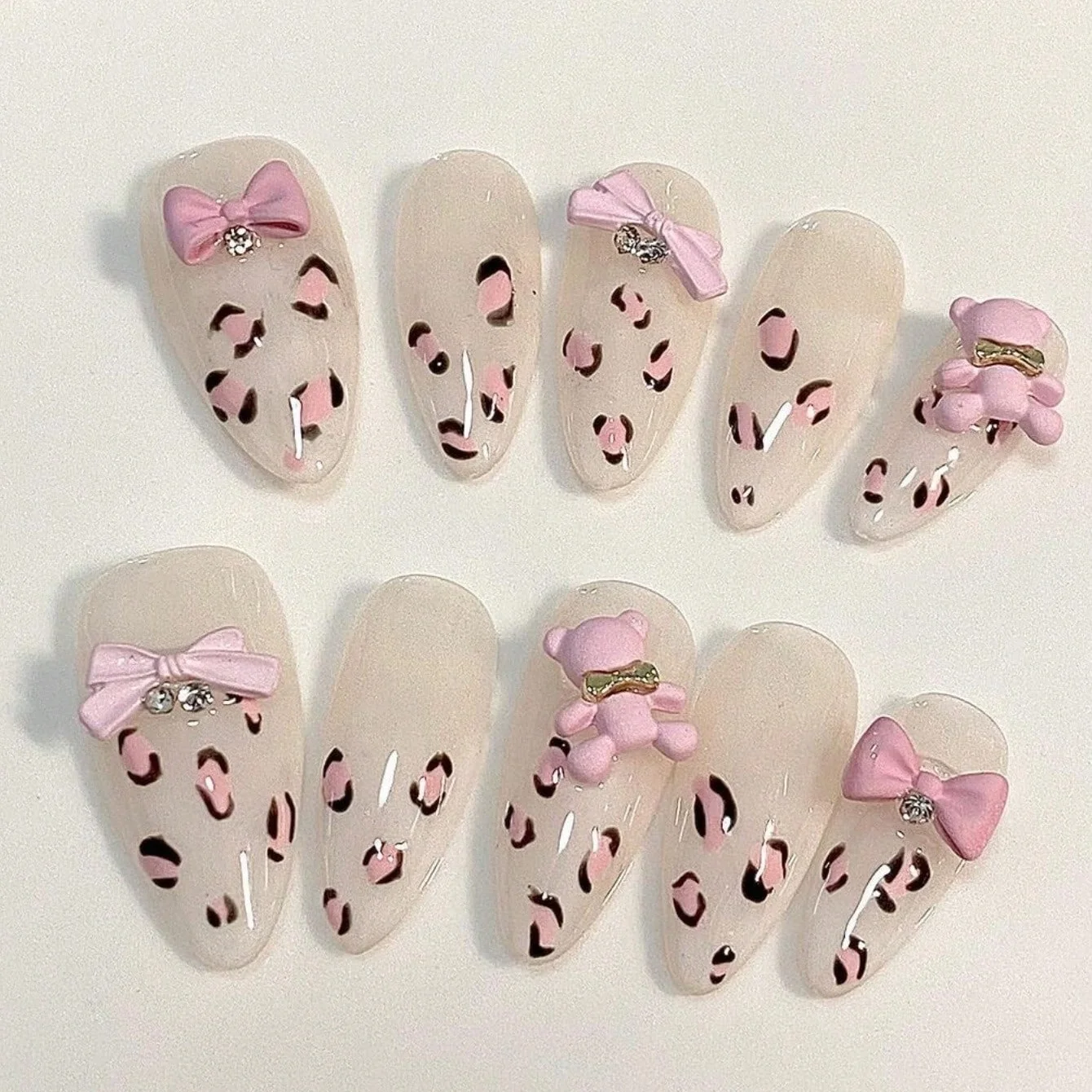 3D Printing Abs - 10Pcs Almond Handmade Fake Nails Nude