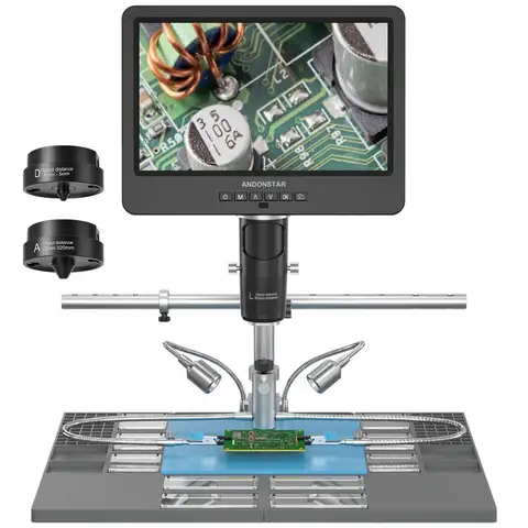 Andonstar Trinocular HDMI USB Digital Microscope AD249SM 2000X 10.1" IPS LCD for Electronics Soldering Tool for PCB Solder Check