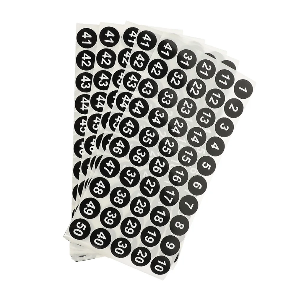 

5 Sheets Number Stickers Round Digital Labels Self-Adhesive Identification for Clothes Shoes Hats Organization Waterproof