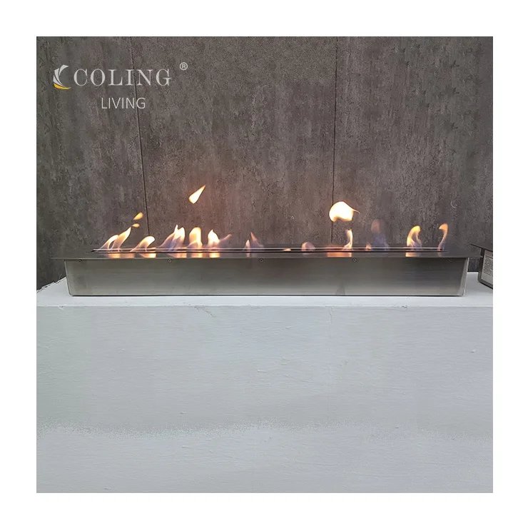 Bio Ethanol Fireplace, 50x18x12cm 304 Stainless Steel Built-In Fireplace Insert, Smoke-Free Indoor Alcohol Stove, Modern Burner