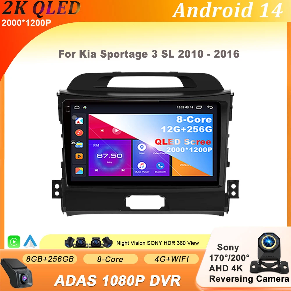 

Android 14 For Kia Sportage 3 SL 2010 - 2016 Carplay Autoradio Car Multimedia Video Player 8 CORE IPS QLED Navigation GPS
