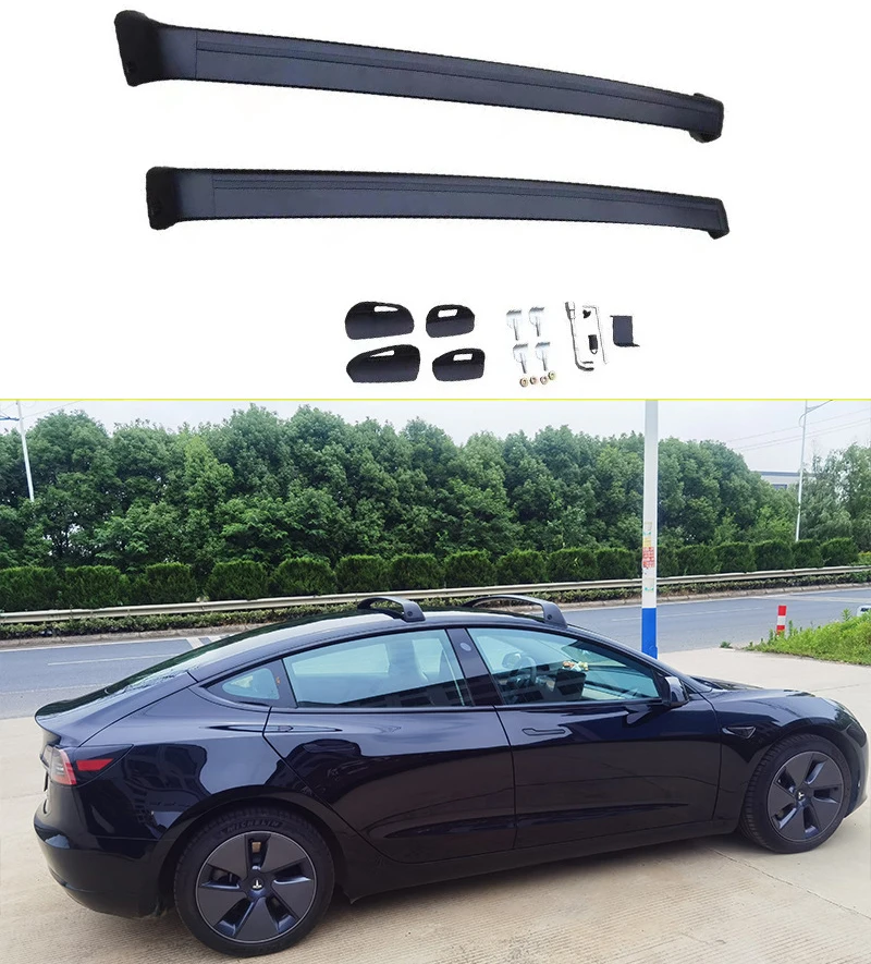 Upgrade Roof Rack Cross Bars with Antitheft Locks for Tesla Model Y Model 3 2023 Aluminum Cargo Carriers Rooftop Crossbar Holder