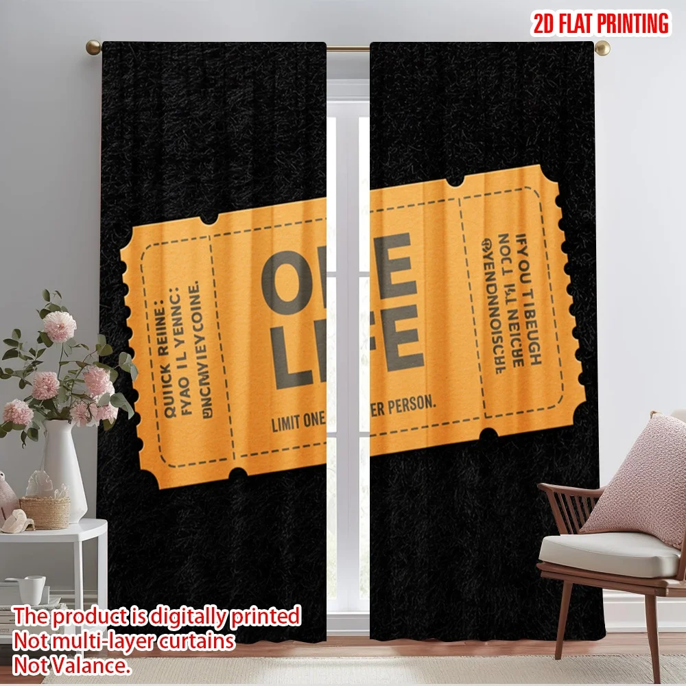 

2pcs 2D flat printing Curtain ONE LIFE Make It Count Polyester Without Electricity Family Party Use for Yard & Garden No Power