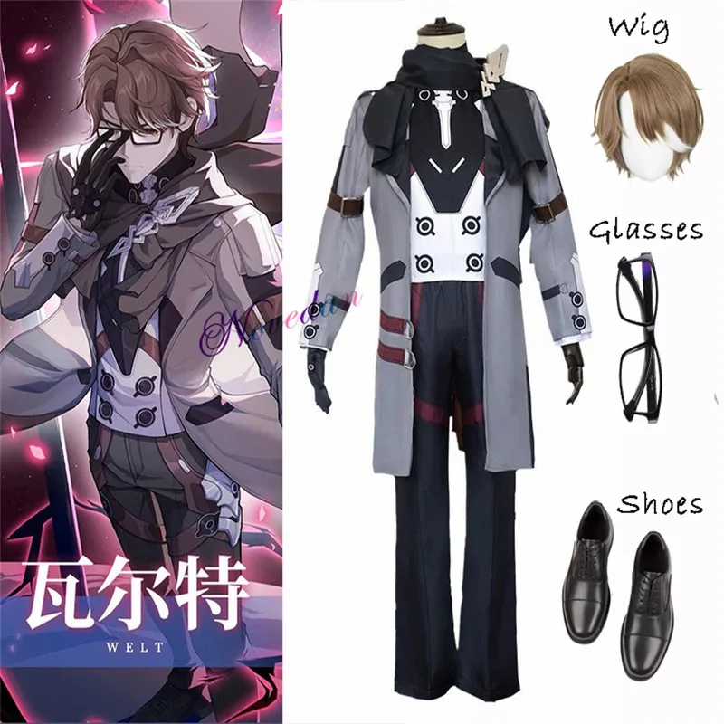 

Welt Cosplay Star Rail Honkai Game Costume HSR Anime In The Name of The World Welt Yang Wig Hair Shoes Party Cosplay Costume