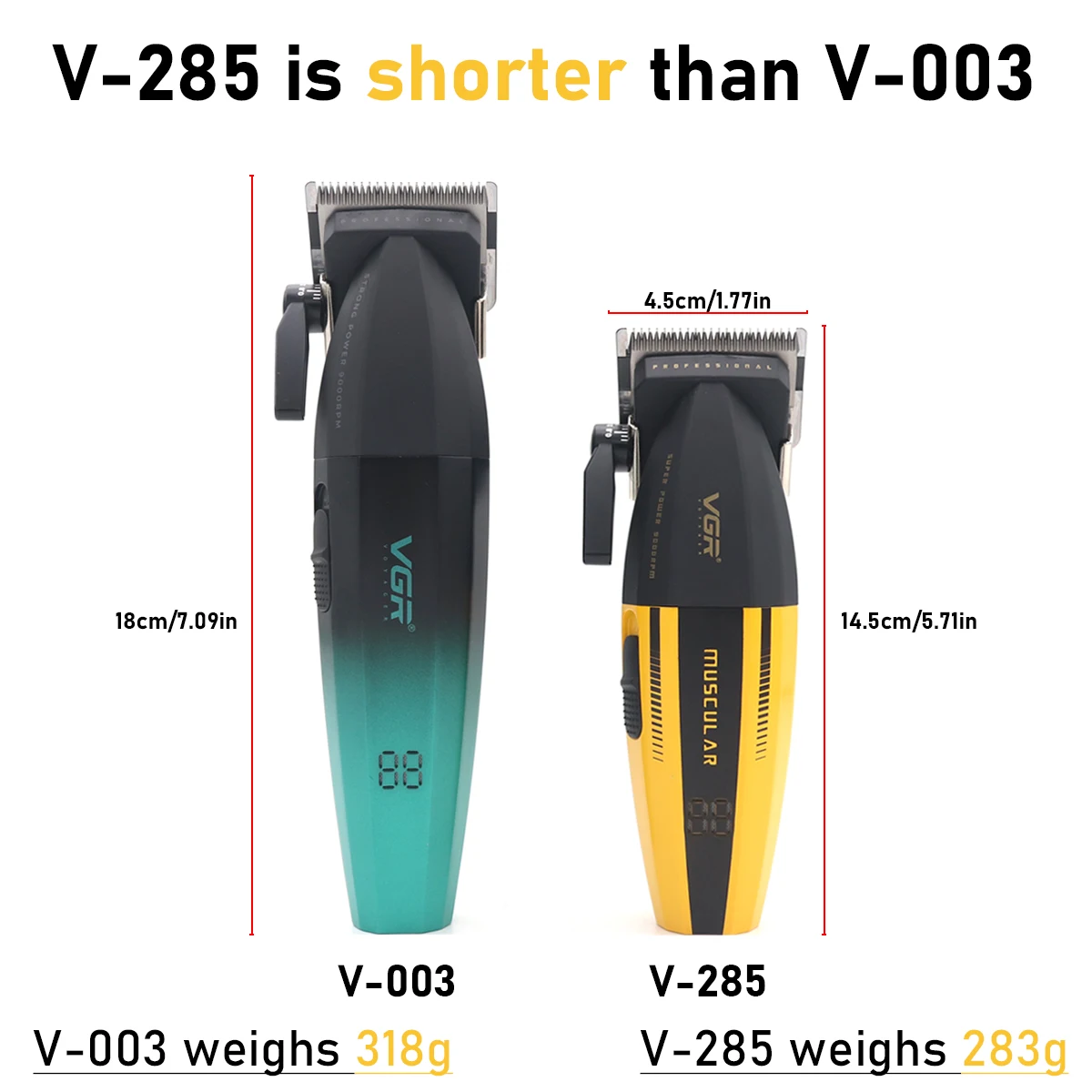 9000RPM VGR V-285 メンズバリカン LED ディスプレイ DLC ブレードコードレスセラミックブレードプロフェッショナルヘアカットマシンヘアトリマー