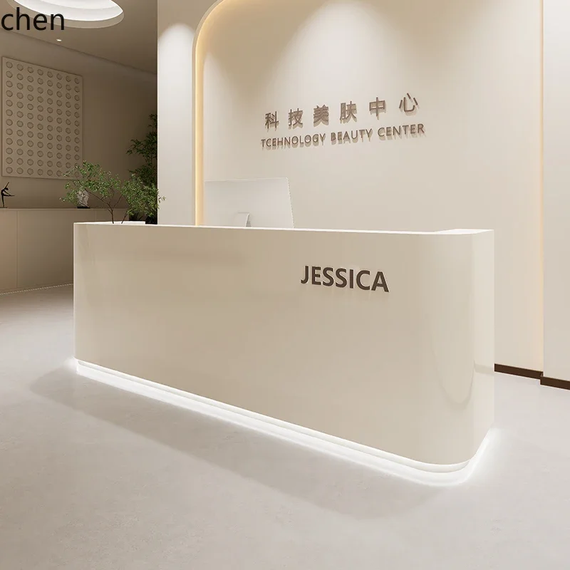 Simple Clothing Store Cashier Desk Front Desk Beauty Salon Yoga Wellness Center Lacquered Bar Table Company Reception Desk