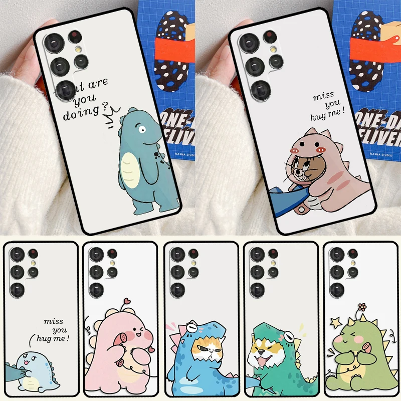 Couple Matching Cute Dinosaur Soft Case For Samsung Galaxy S25 Ultra S9 S10 S20 S21 S22 S23 S24 Plus S24 FE Funda Cover