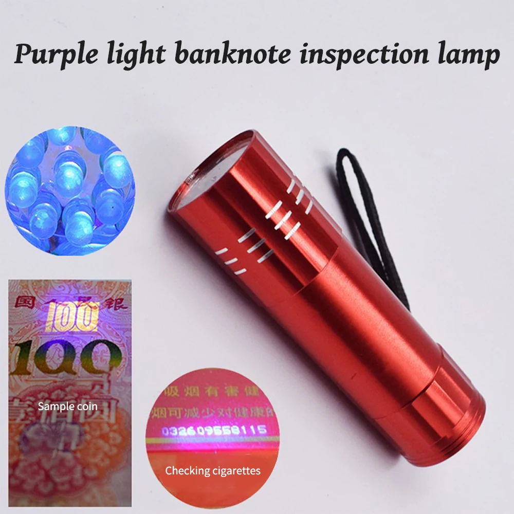 9/12 LED UV Flashlight Portable Pet Urine Stain Money Detection Torch Blacklight Emergency Waterproof Ultraviolet Flashlight image 3