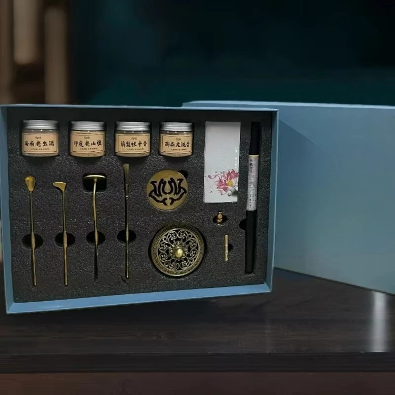 13-teiliges Weihrauch-Geschenkset-Luxus-Kupfer brenner, Aroma diffusor, hochwertiger Räucher stäbchen, negativer Energie entferner