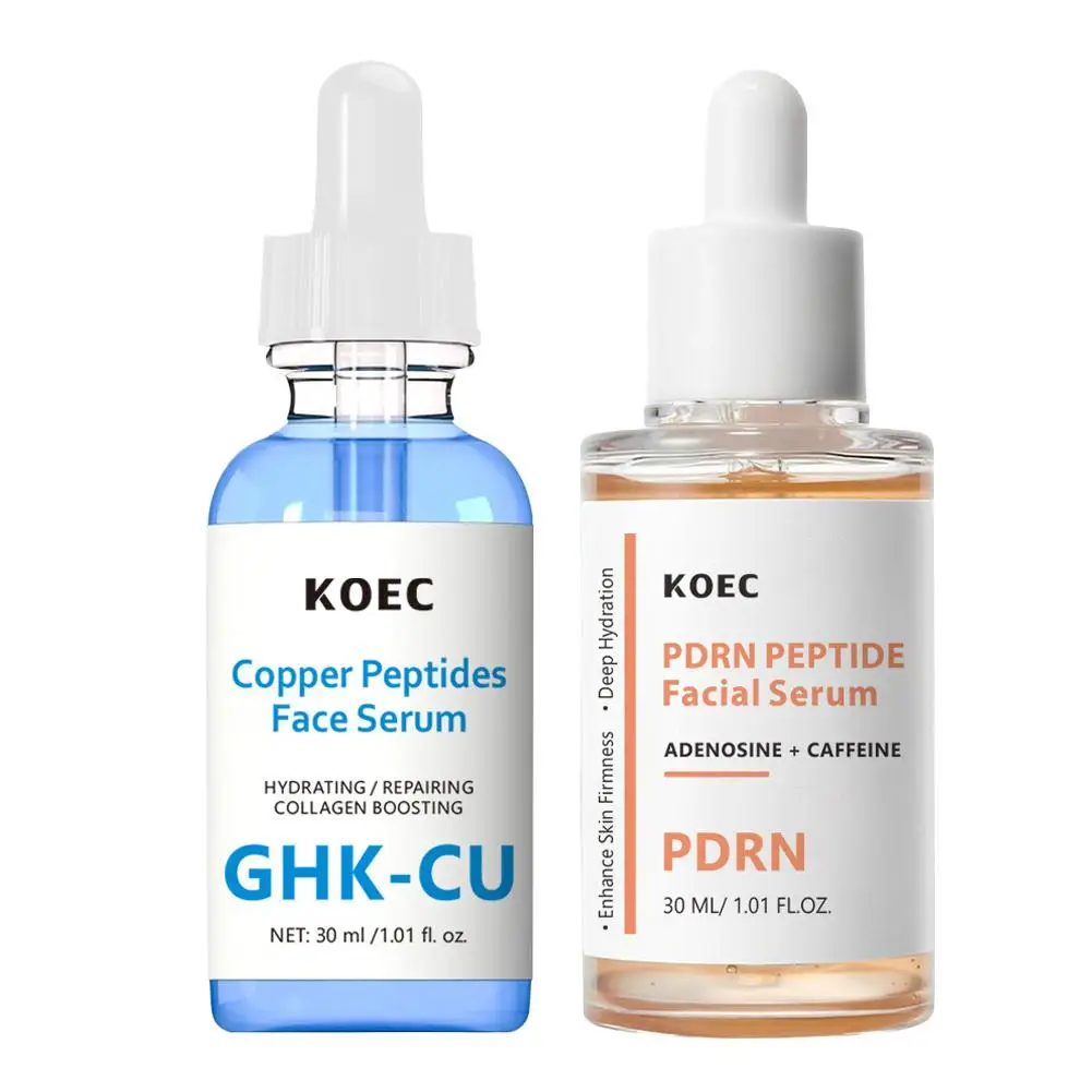 Suero Antienvejecimiento con Péptidos de Cobre Azul GHK-CU y ADN de Salmón, Hidratante, Mejora la Elasticidad de la Piel, Reduce los Poros, Esencia para el Cuidado de la Piel