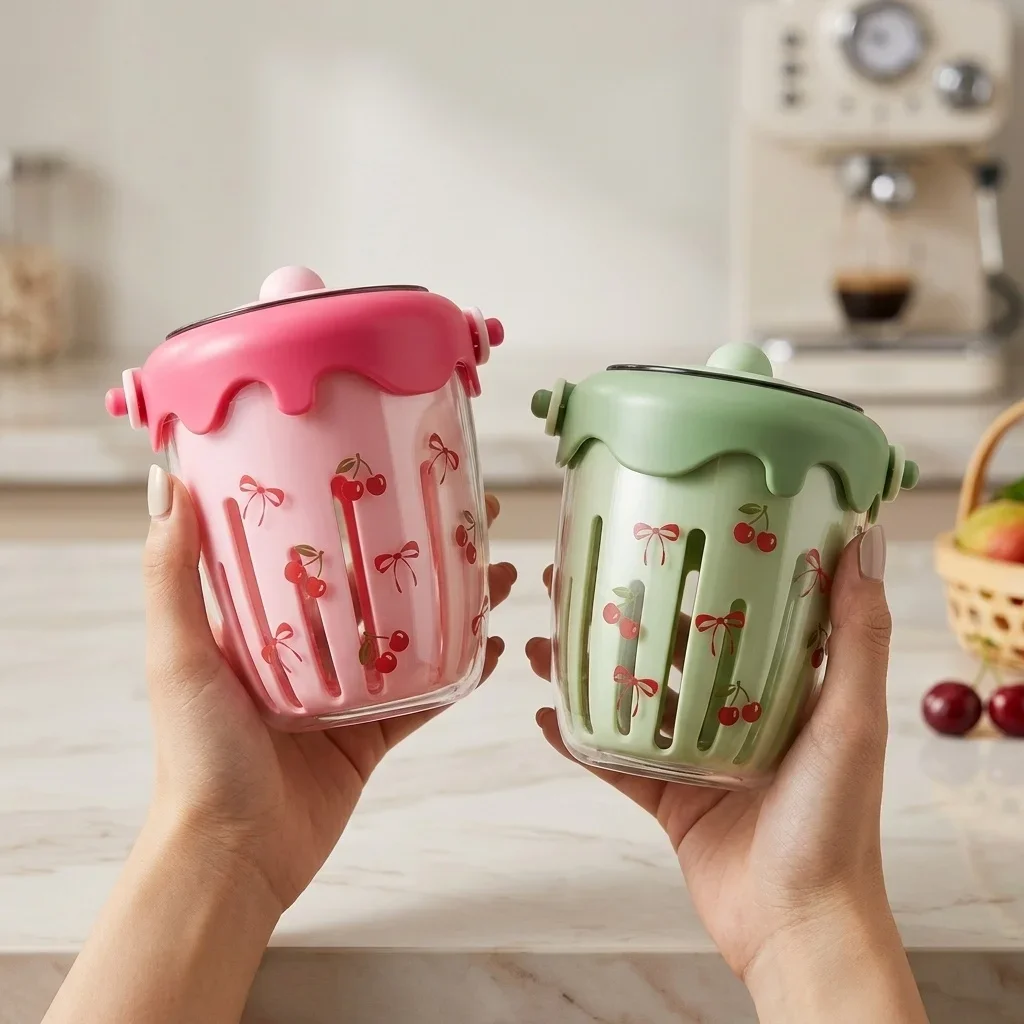 Clear Plastic Salad Container with Lid Fork Double Layer Fruit Drain Cup Yogurt Cereal Snack Bento Lunch Box for Kids School