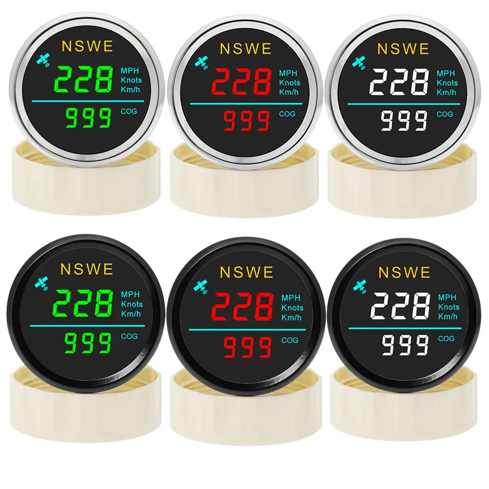 Digital Mini 52mm GPS Speedometer + GPS Antenna MPH Knot Km/h COG Speed Gauge Speed Sensor Motorcycle Boat Odometer Meter ATV