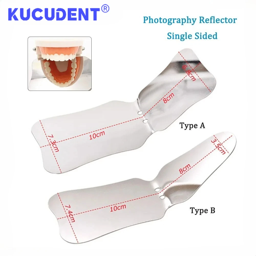 KUCUDENT Stainless Steel Dental Photography Mirrors Autoclavable Orthodontics Single Side Intra-Oral Reflector Dentistry Tool