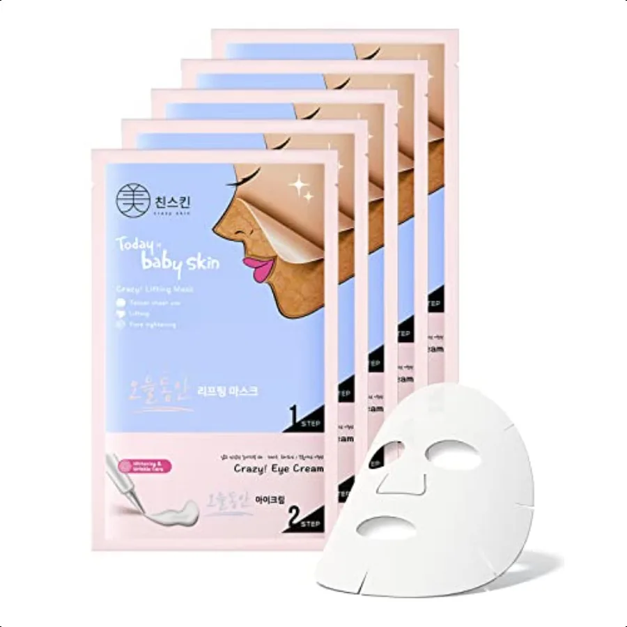 

CRAZY SKIN Perfect Facial Mask 5PCS Wash Off Mask Pack Lifting VLine Slim Face Mask 2 Step Care for Aging Skin Маска для лица + Tigh