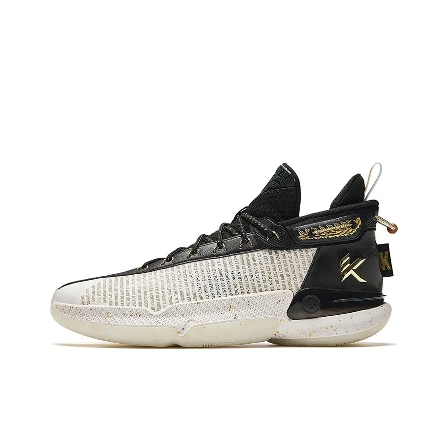 ANTA KT9 Basketball Shoes Men's Mid Top Papyrus White/Black/Metal Gold 112341101-11
