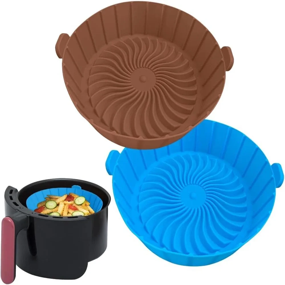 Air Fryer Grill Pan,Food Grade Round Liners Reusable Non-stick- Silicone Pot Liner/Baking Tray Oven Accessories, Easy to Clean