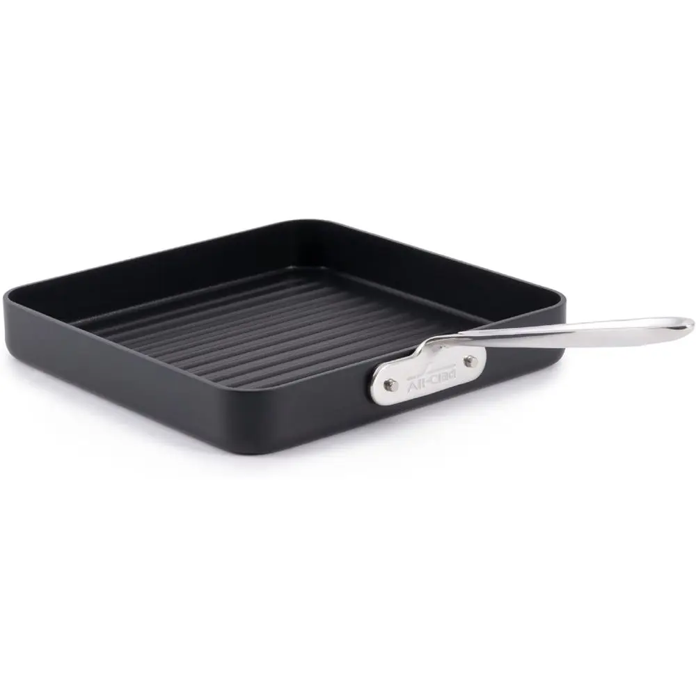 

HA1 Hard Anodized Nonstick Grill 11x11 Inch Oven Sae 350 Pots and Pans, Cookware Black
