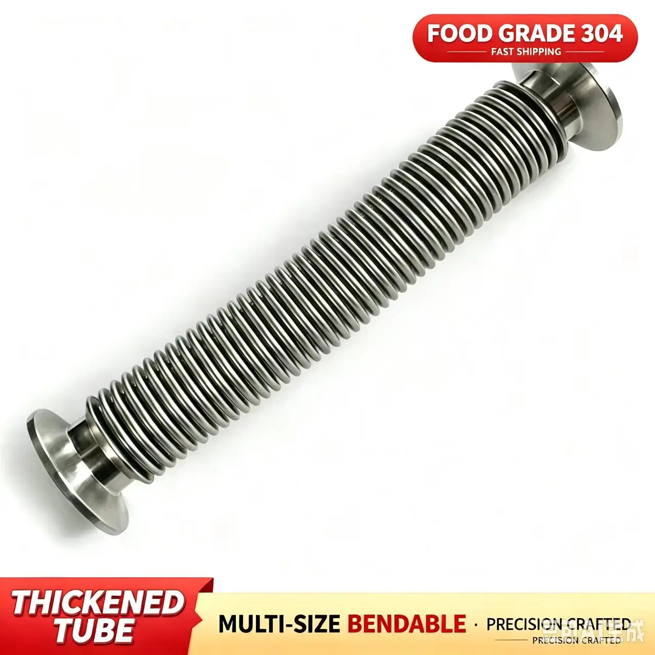 Sanitary Grade Quick Install Vacuum Hose 304 Stainless Steel Corrugated Pipe Food Grade Flexible Durable Vacuum Line for Food In
