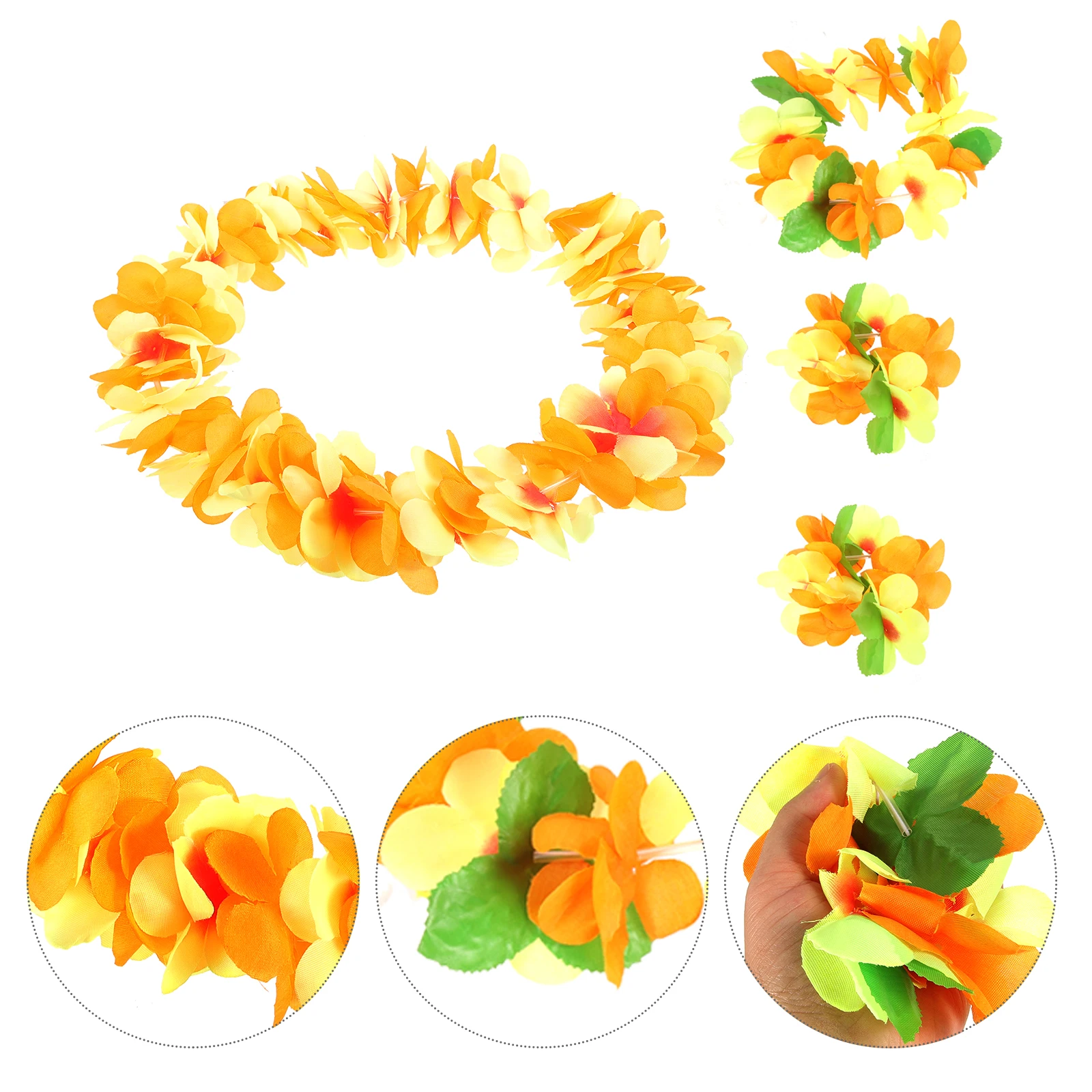 

Four Piece Hawaiian Artificial Flower Necklace Headb Luau Party Decorations Adult Supplies Beach Wedding Festival