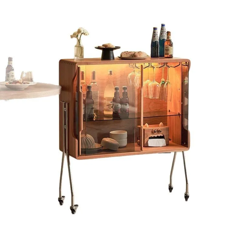 

Simple Nordic solid wood wine cabinet side cabinet dining side living room against the wall modern tea glass storage locker