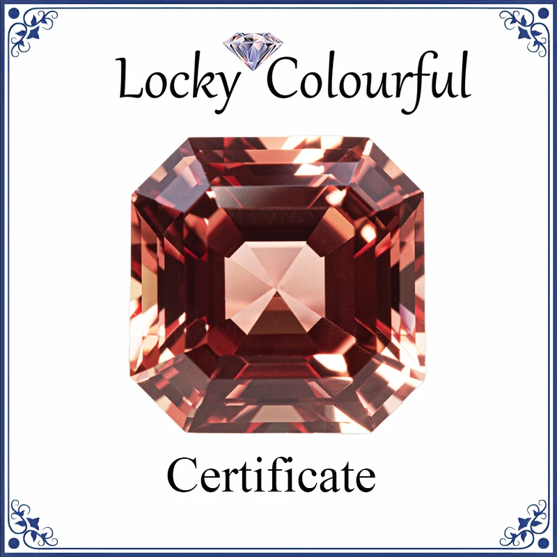 

Lab Grown Sapphire Asscher Shape Sunset Orange Color Charms VVS1 for DIY Jewelry Making Ring Material Selectable AGL Certificate