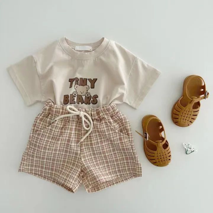 Cartoon Bear Summer Baby's Sets Baby Clothing T-shirts Shorts 2Pcs Set for Boys Girls Toddler Bear Letter T-shirt Set