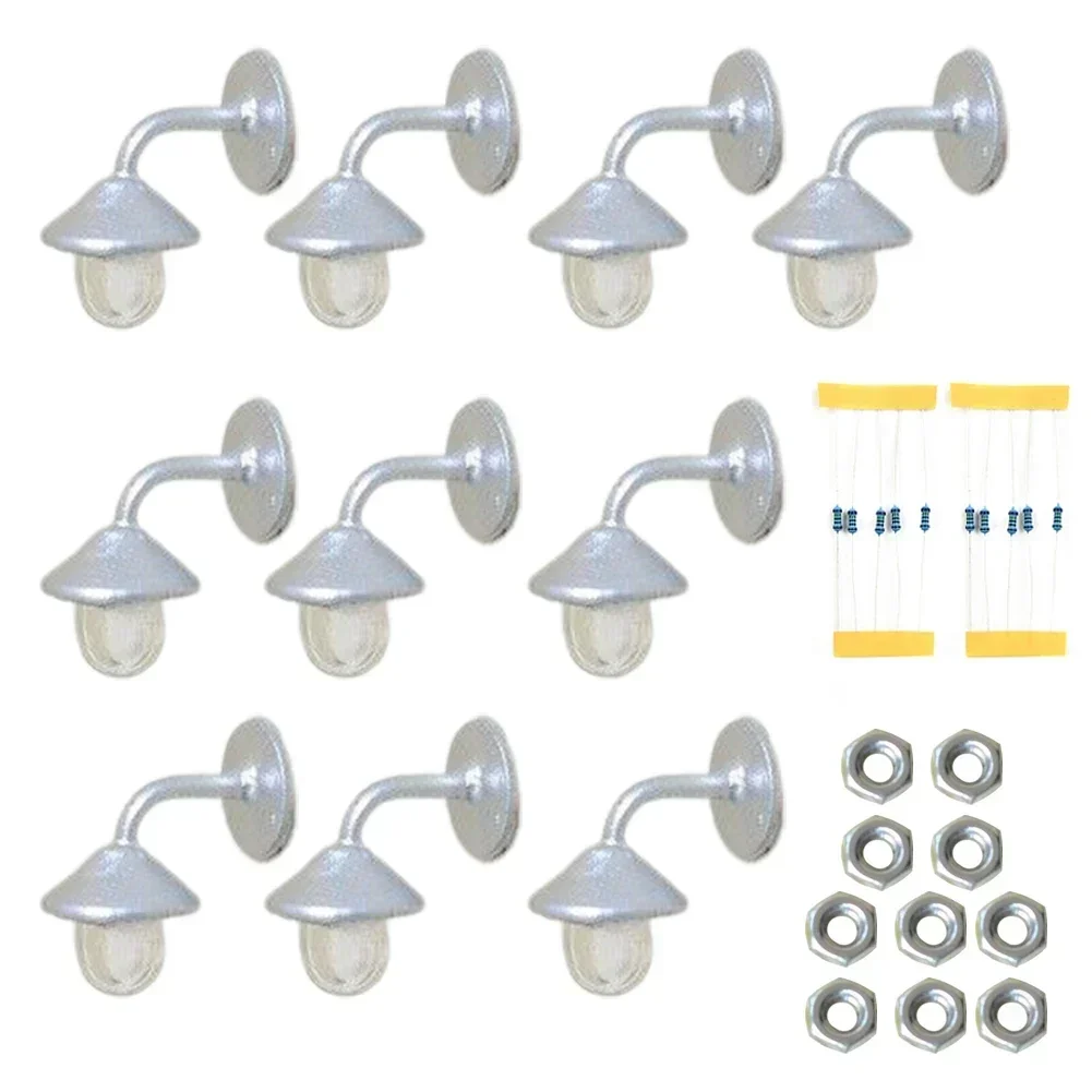 10-częściowy model kinkietów Lampy uliczne LED 1-płomień do domów H0 Zestaw do budowania modeli Dekoracje ogrodowe Lampy ścienne Akcesoria do modeli