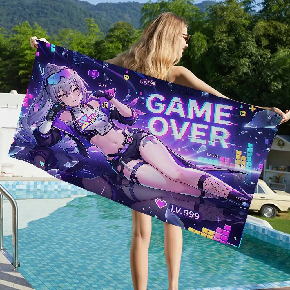 Silver Wolf Lv999 Honkai Star Rail Game Microfiber Blanket Quick Drying Beach Towels Printing Super Absorbent Pool Towel Blanket