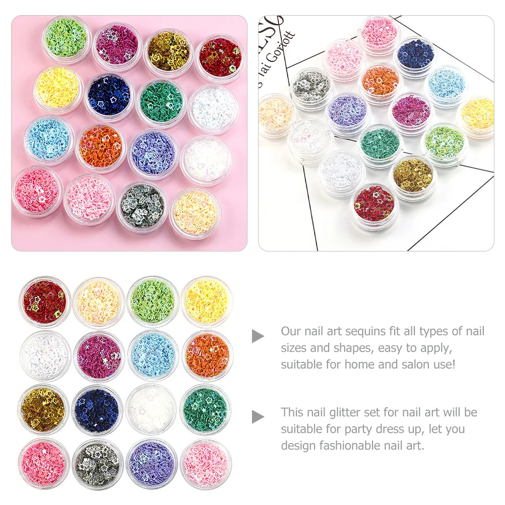 16 Boxes Five-pointed Star Glitter Nail Glitters for Acrylic Nails Flakes Makeup Festival Accessories Face