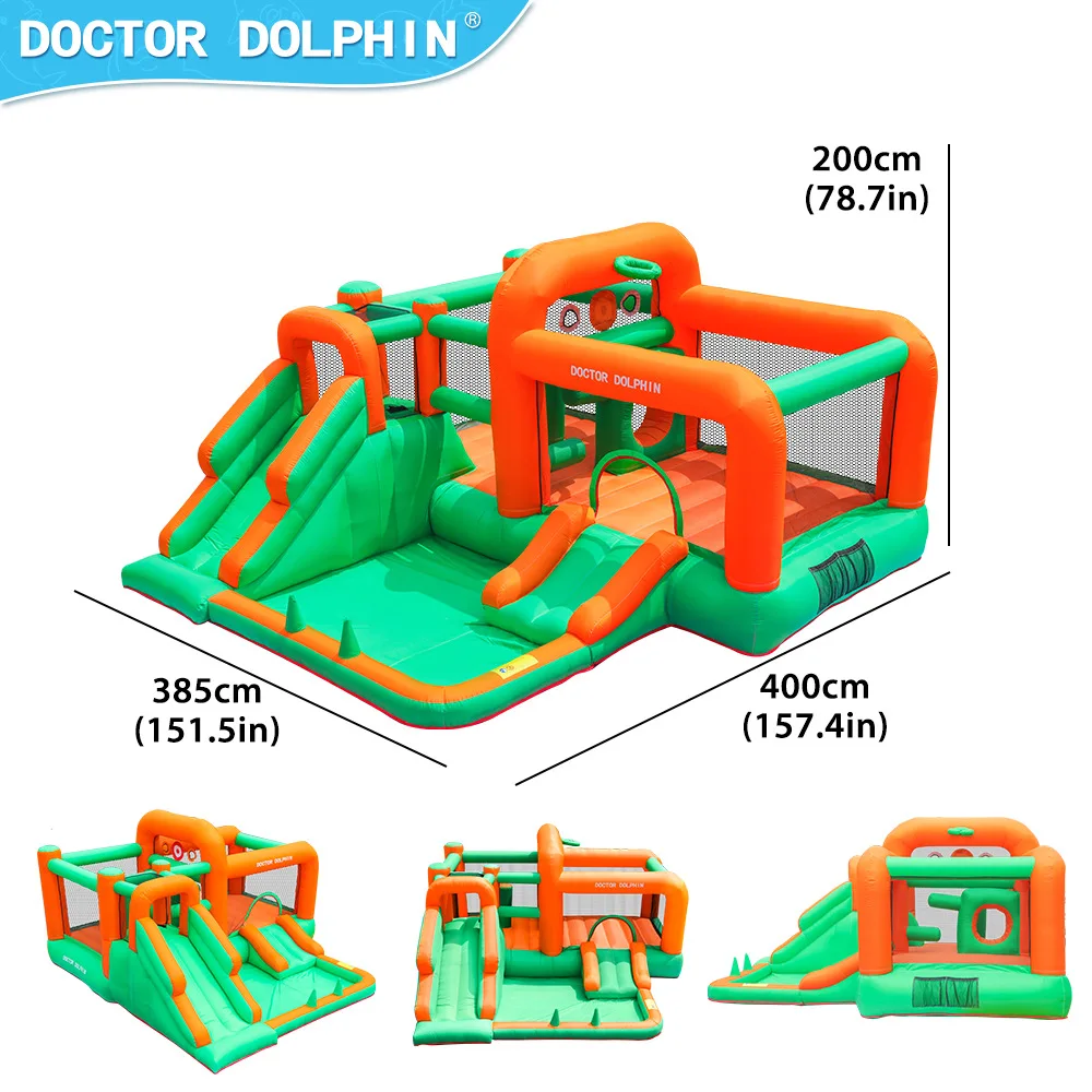 Doctor Dolphin Jumping Castle Inflatable Castle Bounce House Children's Outdoor Inflatable Jumping Trapoline Slide Combination