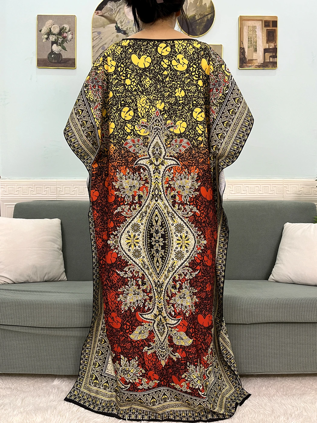 African Dresses For Women Printed Floral Loose Femme Robe Novelty Summer Sleeves Boubou Plus Size Evening Dress Nigerian Clothes