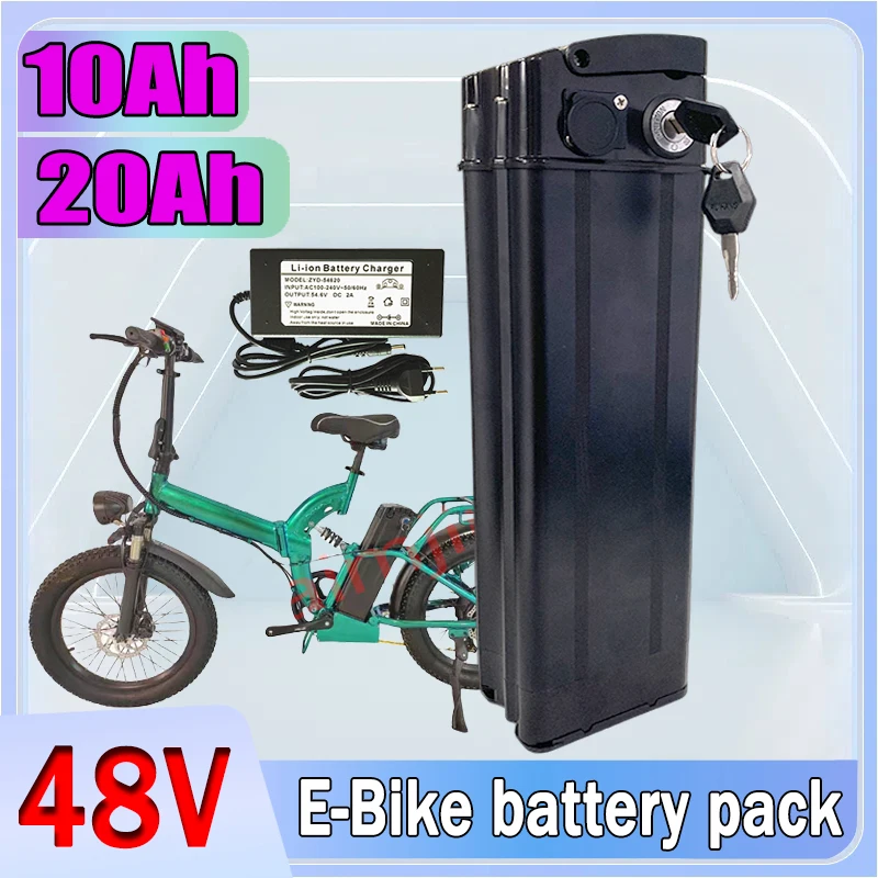 

100% New 48V 10Ah/20Ah High quality Silver Fish Style batteria，500W 750W 1000W High-power 18650 Lithium ion battery pack