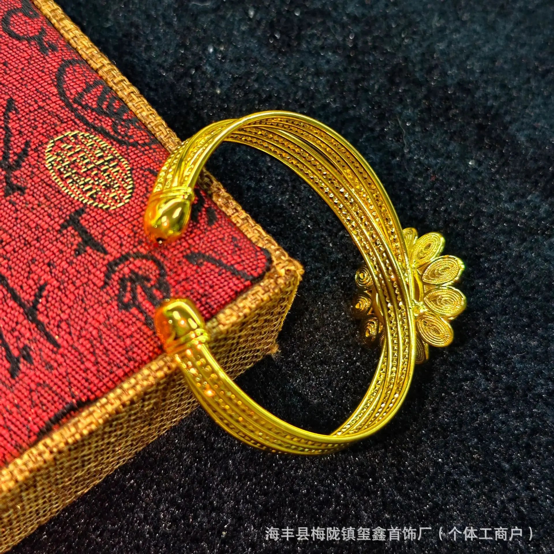 Luxury 24K 9999 Pure Gold real gold Women's Middle Eastern Bride Flower Opening Bracelet